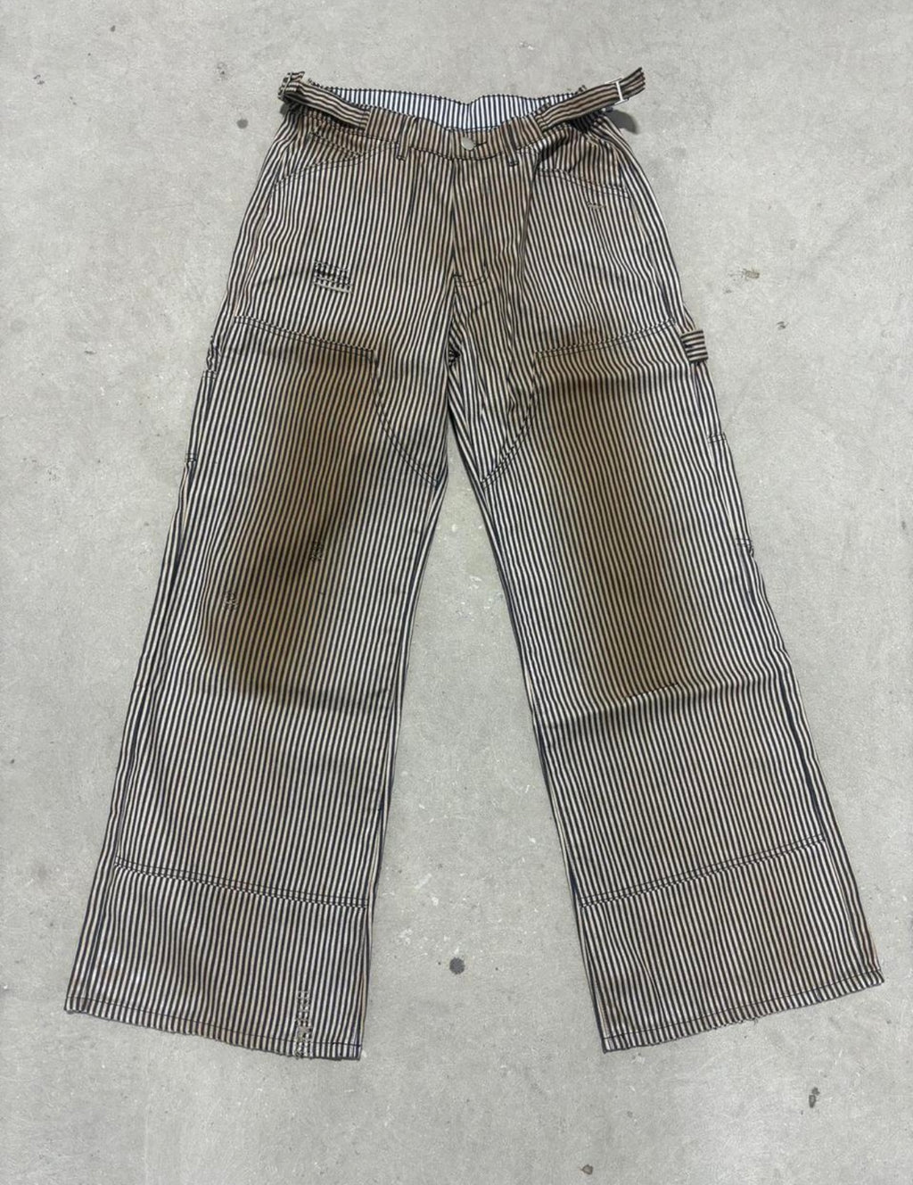 Dominion Runway Pinstripe Carpenter Burnt Baggy Pants
