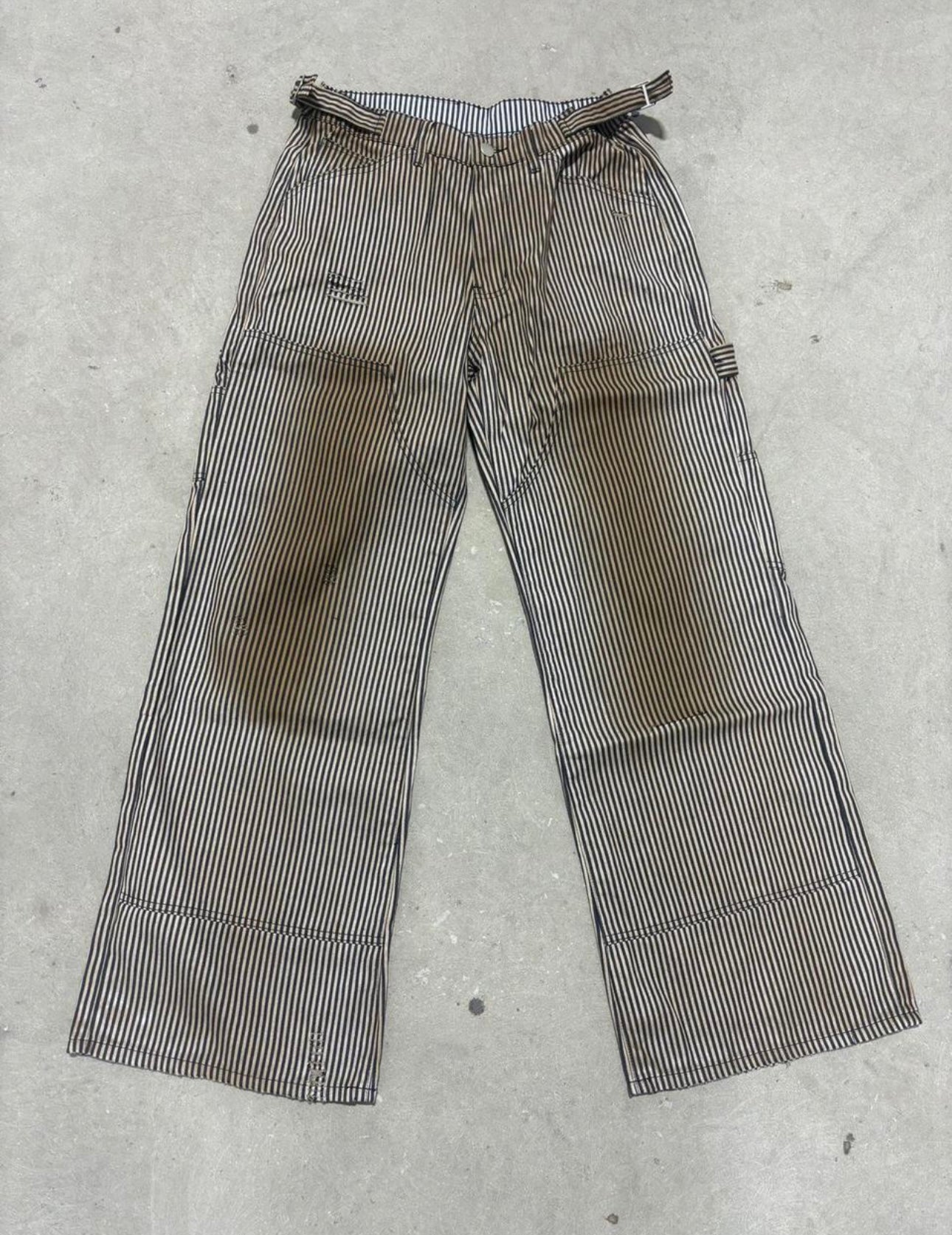 Dominion Runway Pinstripe Carpenter Burnt Baggy Pants
