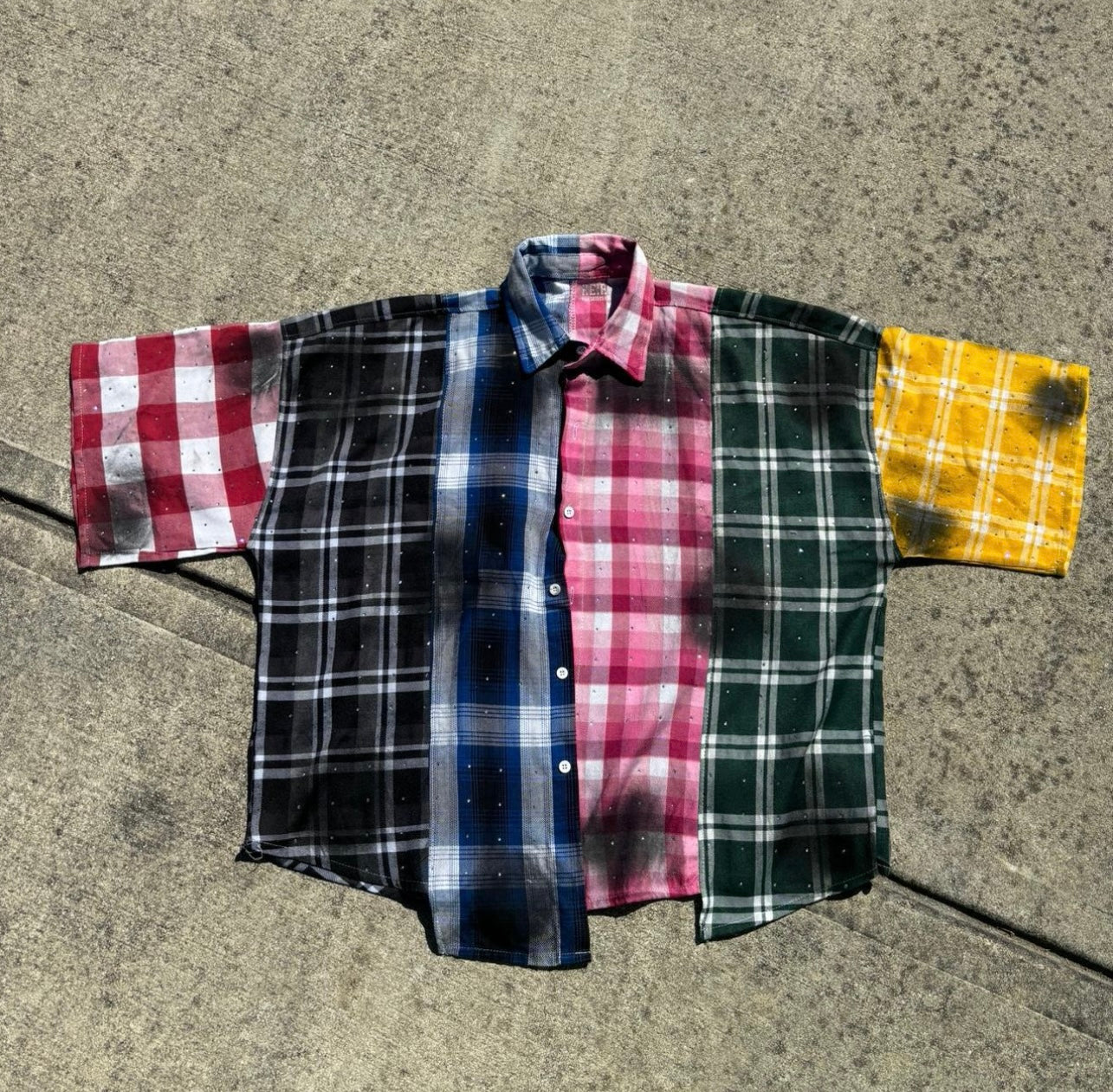 Hericom Panel Flannel Multicolor Burnt Mark Button Down